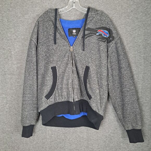 Buffalo Bills Pro Line Mens Large Gray NFL Fleece Zip Up Hoodie Sweatshirt - Picture 1 of 11